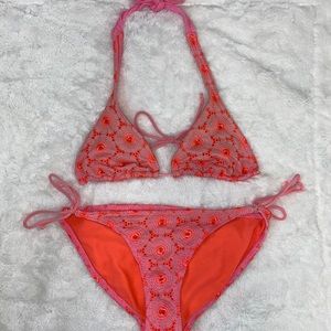 bright pink triangle bikini